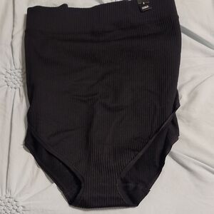 Women's Black Ribbed Panties